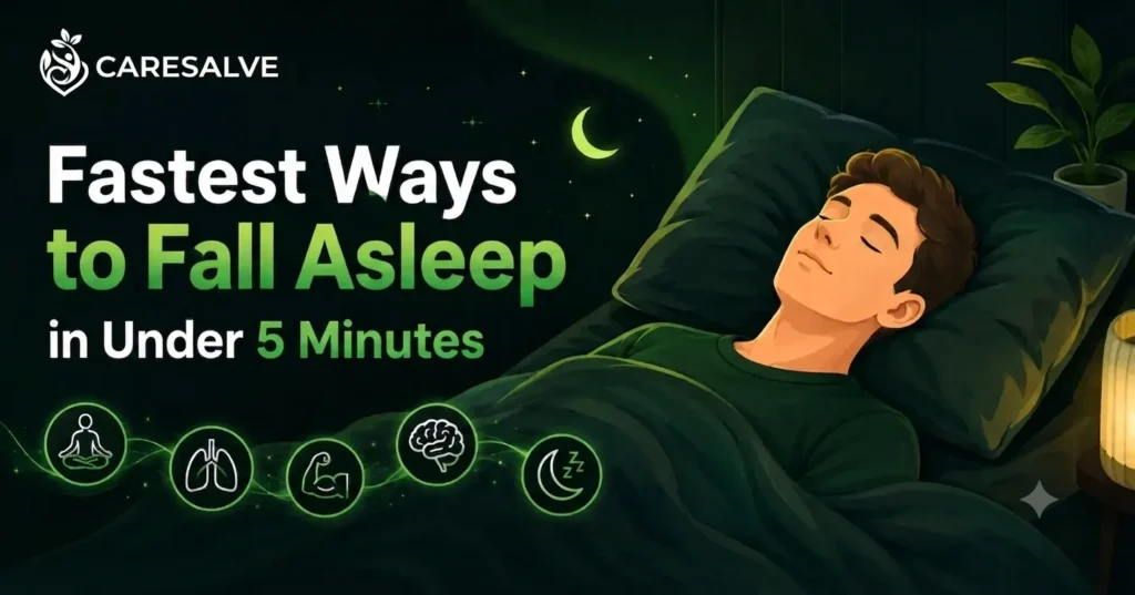 Relaxed adult falling asleep quickly in a comfortable bed using healthy sleep habits.