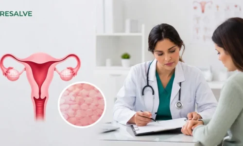 Medical illustration representing vaginal dryness, its common causes, symptoms, and available treatment options for women's health.